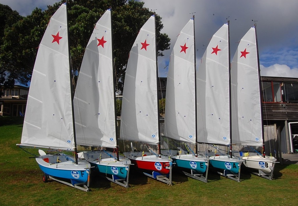 Six identical fibreglass Starlings complete with new identical carbon masts, sails and foils prior to the start of the 2012 Starling Class Match Racing Championship - 2012 Starling Match Racing Championship © Brian Peet